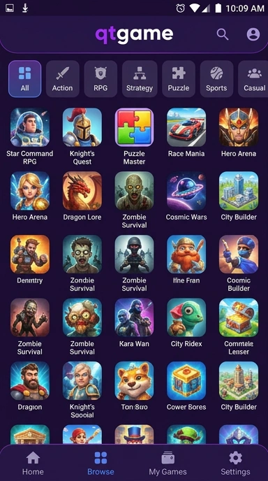 Tampilan katalog aplikasi qtgame