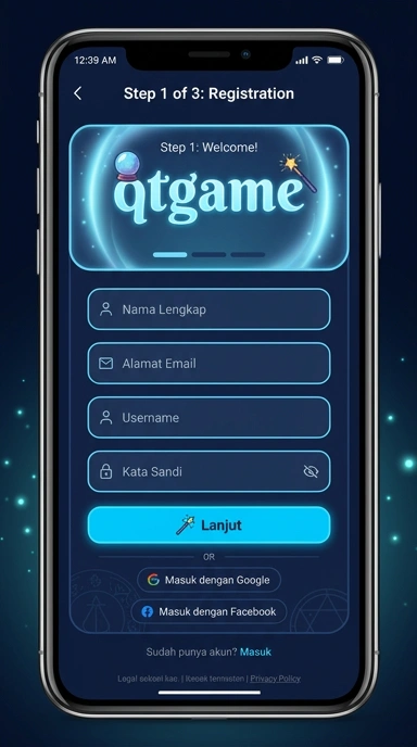 Tampilan halaman daftar qtgame