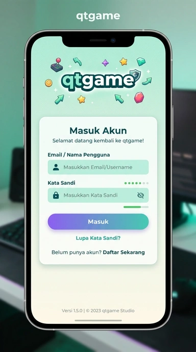 Tampilan halaman login qtgame